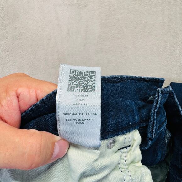 True Religion Jeans Men 36 Dark Wash Blue Denim Geno Big T Flap Relaxed Slim 30" - Picture 5 of 14